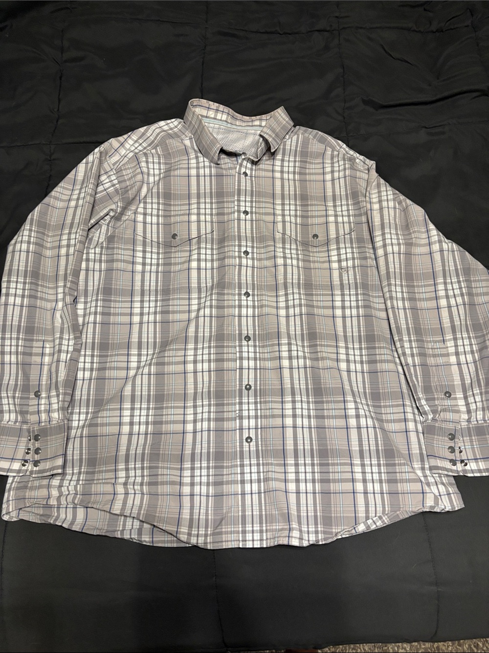 Ariat Pro Series Men's Plaid Button-Down Shirt in Gray and White